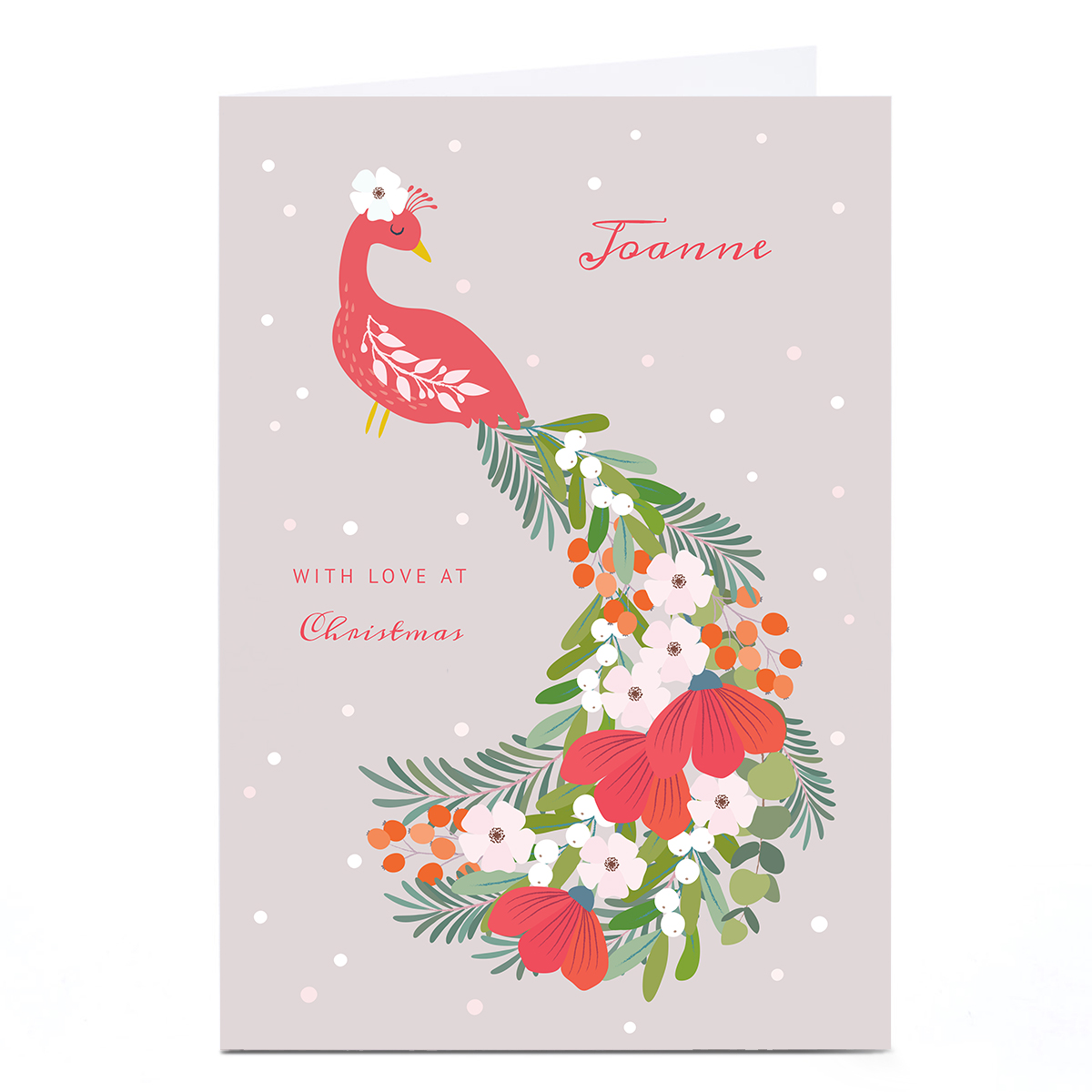 Personalised Klara Hawkins Christmas Card - Peacock
