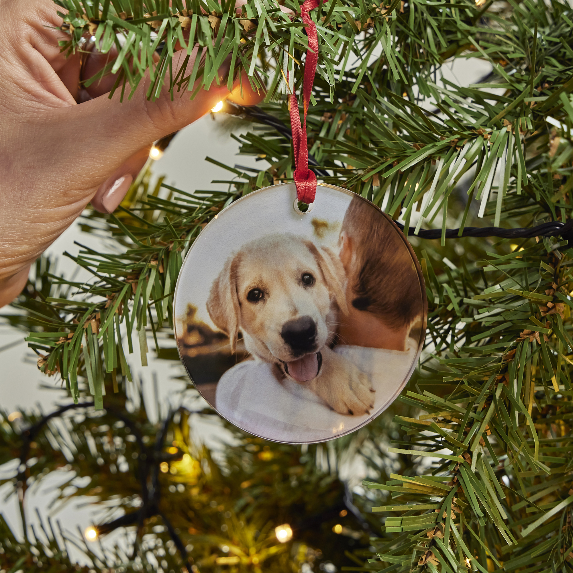 Photo Upload Round Acrylic Christmas Tree Ornament
