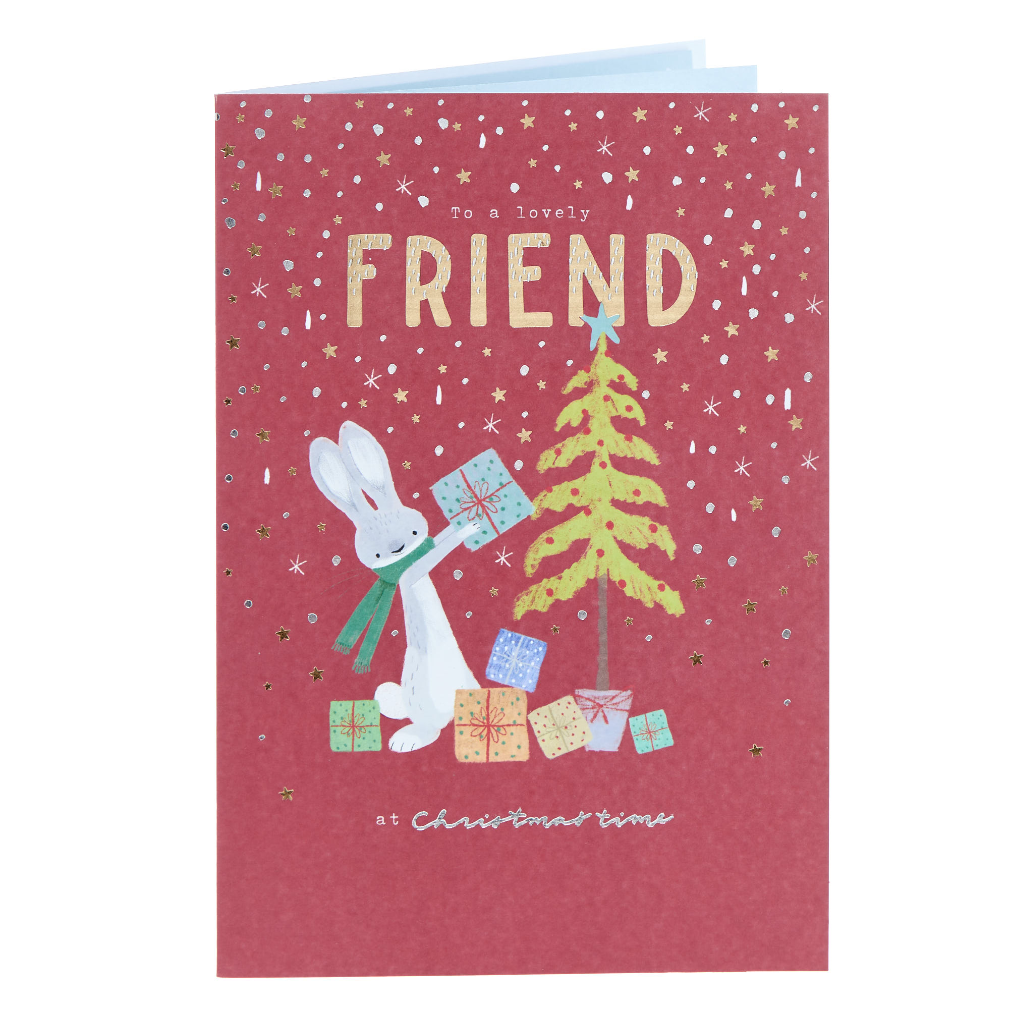 Friend Bunny & Tree Christmas Card