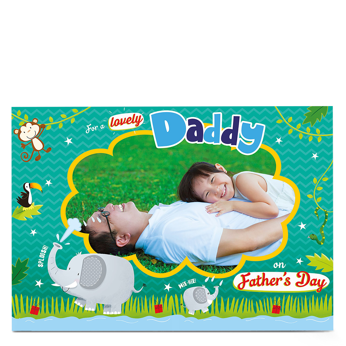 Photo Father's Day Card - Jungle With Elephants