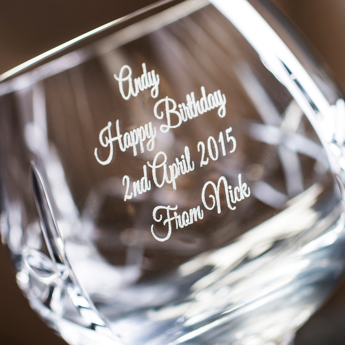 Engraved Crystal Brandy Glass & Brandy Gift Set