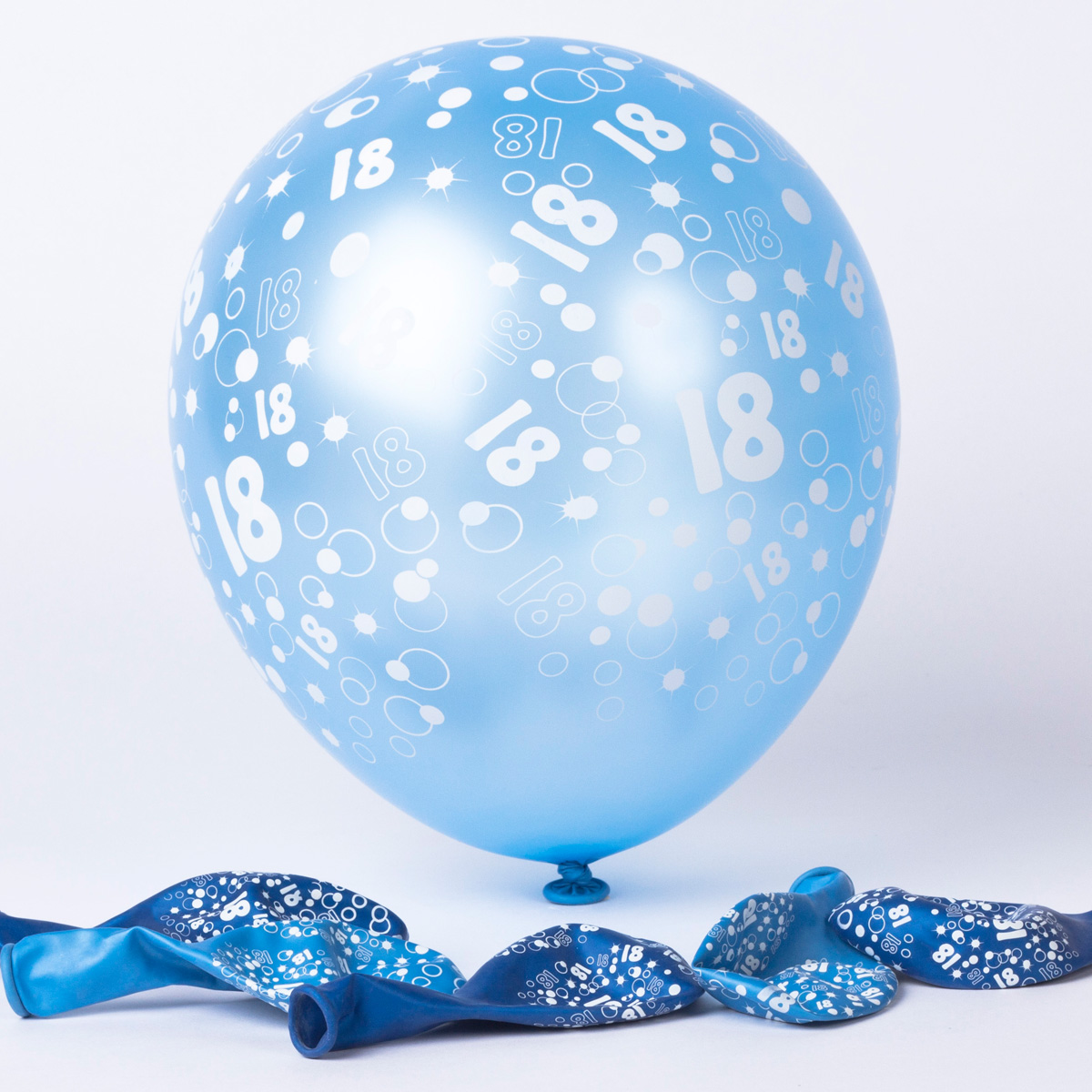 Metallic Blue Circles 18th Birthday Helium Latex Balloons - Pack Of 6