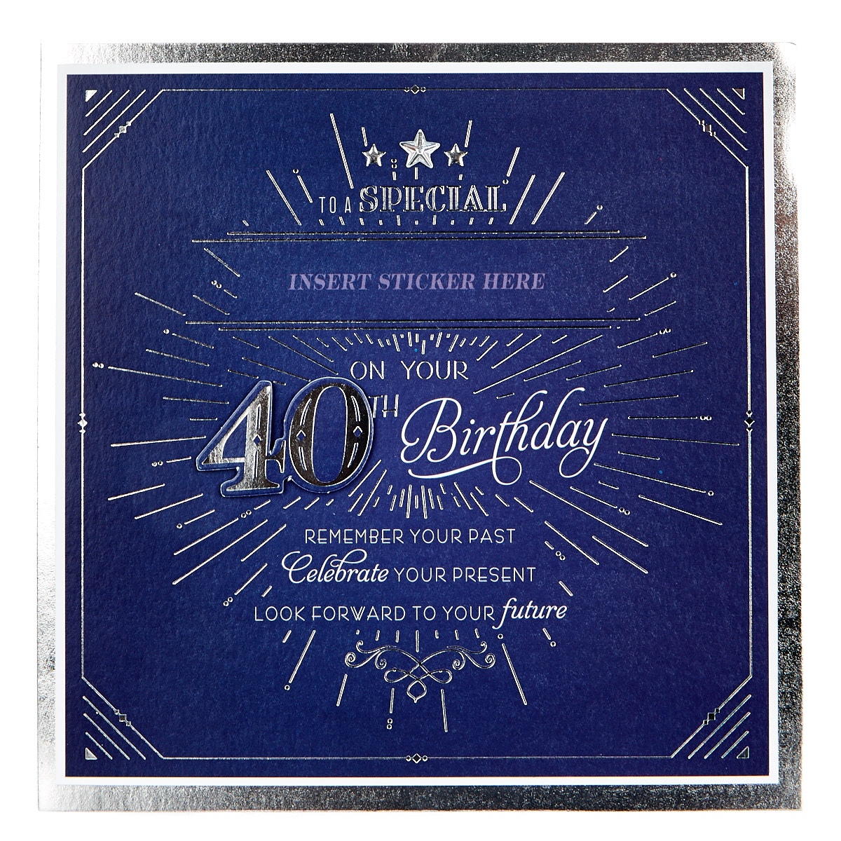 Exquisite Collection 40th Birthday Card - Any Male Recipient (Stickers Included)