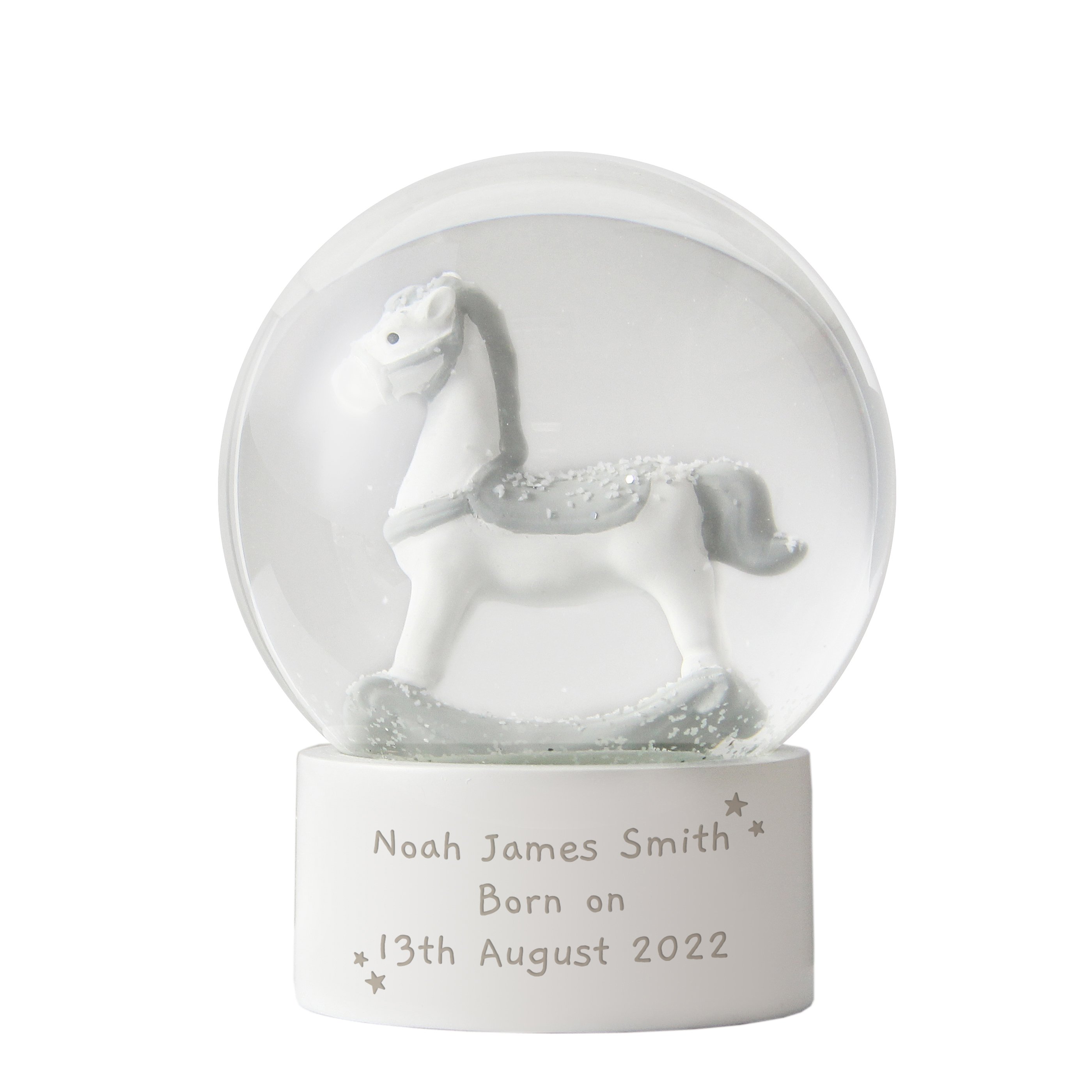 Personalised Rocking Horse Glitter Snow Globe