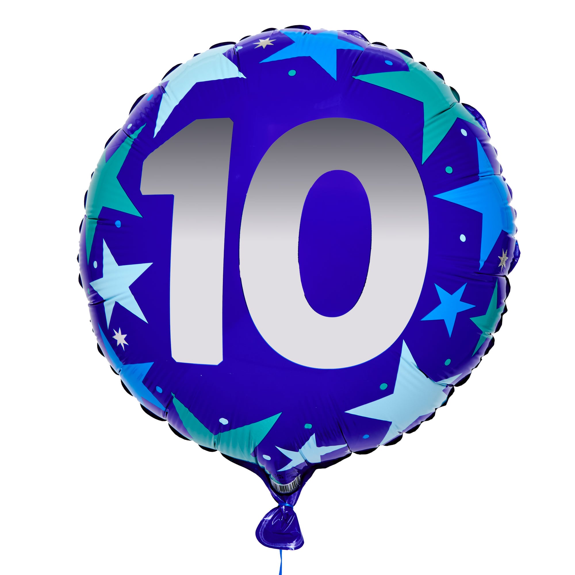 Blue Stars 10th Birthday 18-Inch Foil Helium Balloon