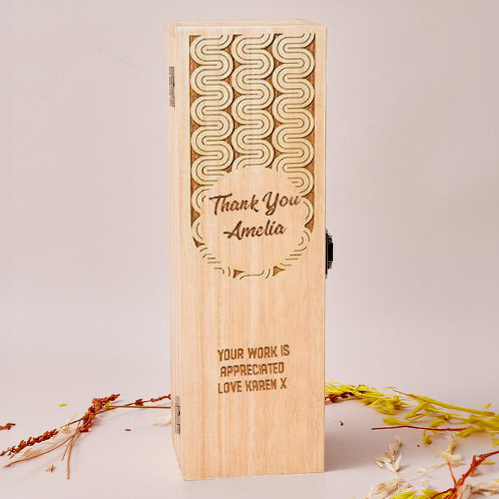 Engraved Wooden Box With Laurent-Perrier Champagne - Retro