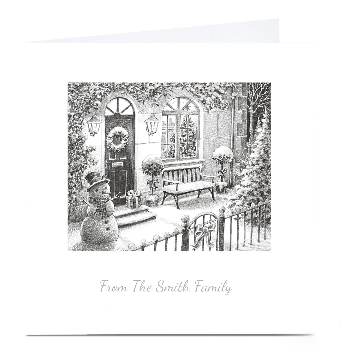 Personalised Christmas Card - Snowy Doorstep