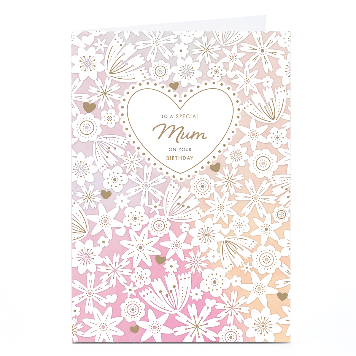 Birthday Card - Ombre Heart and Flowers, Mum