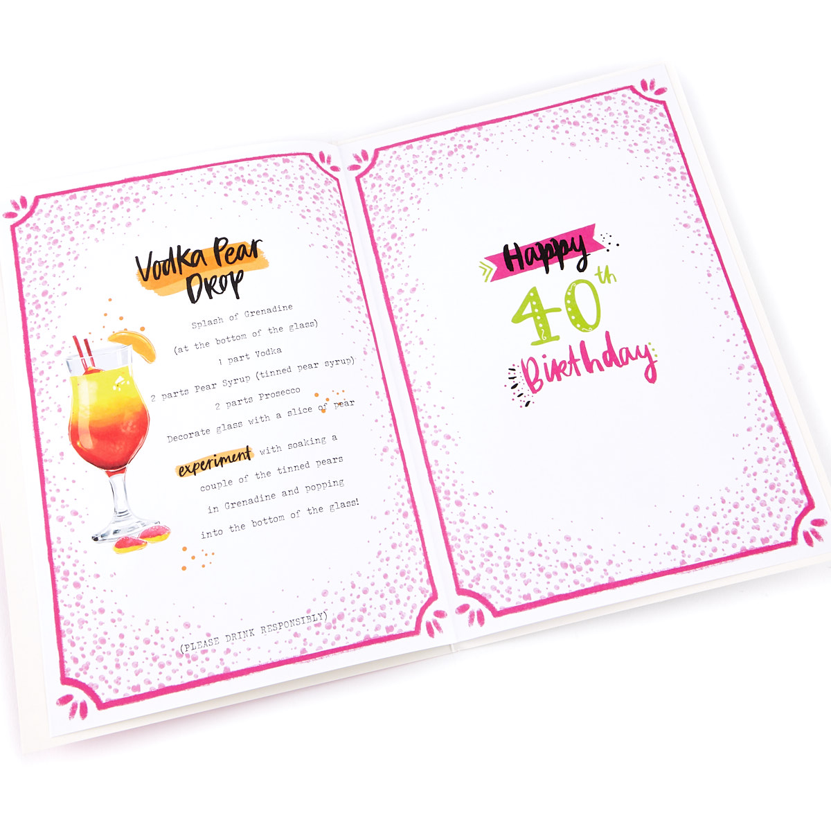 40th Birthday Card - Cocktail Recipes