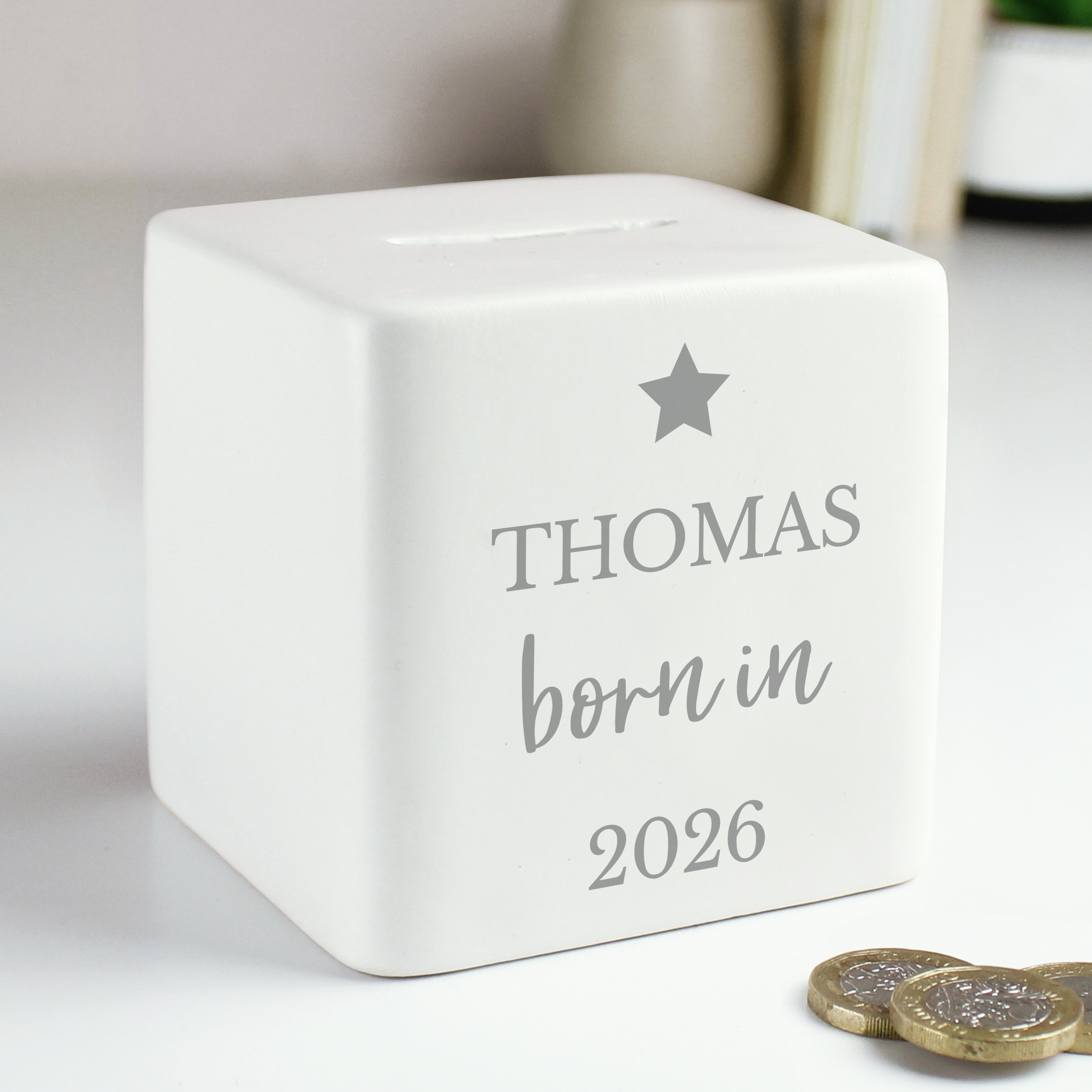 Personalised Born in Money Box