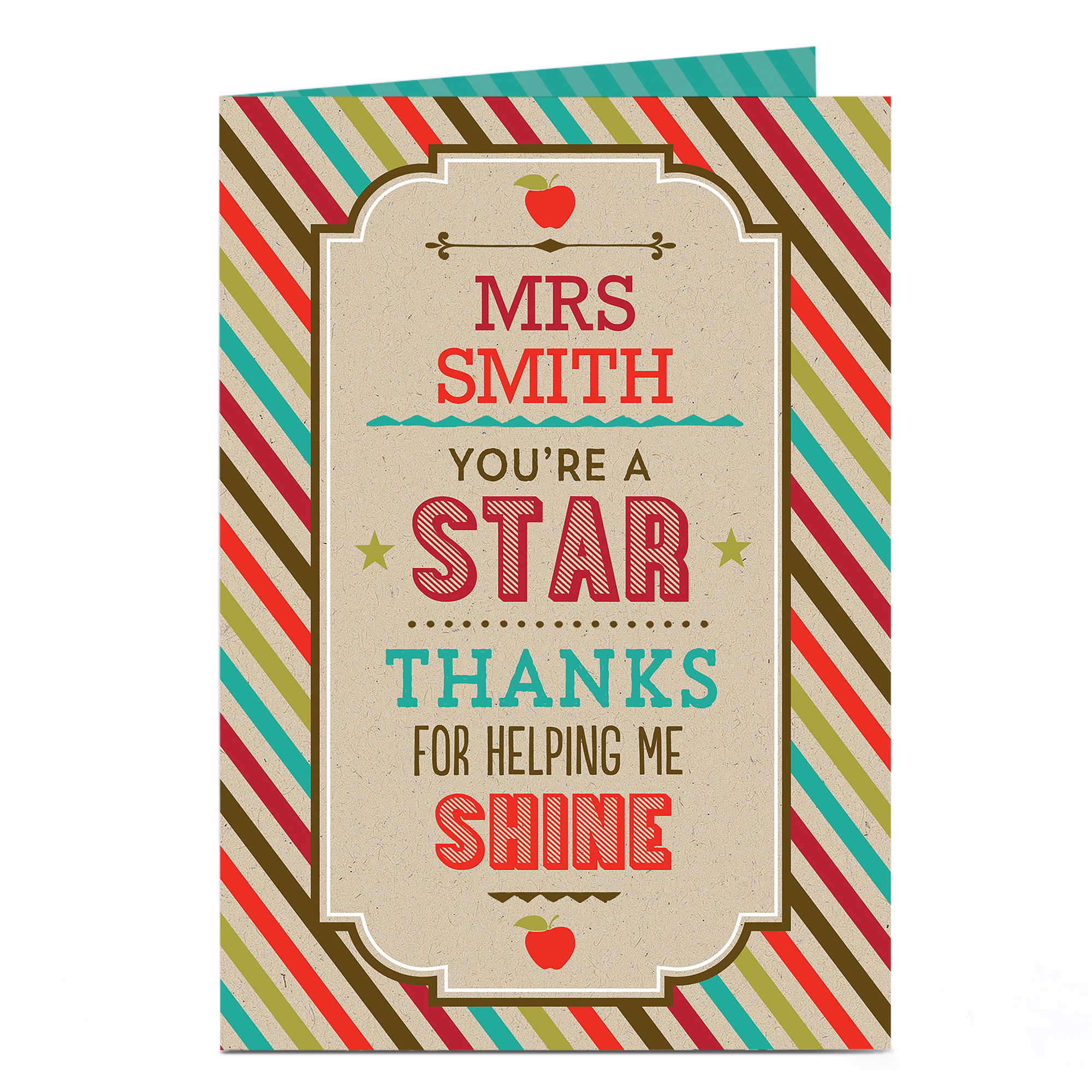 Personalised Thank You Teacher Card - For Helping Me Shine