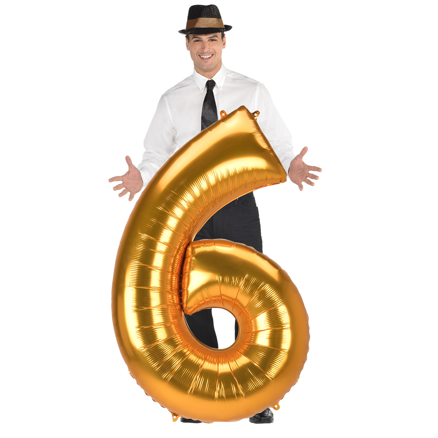 JUMBO 53-Inch Gold Foil Number 6 Balloon (Deflated) 