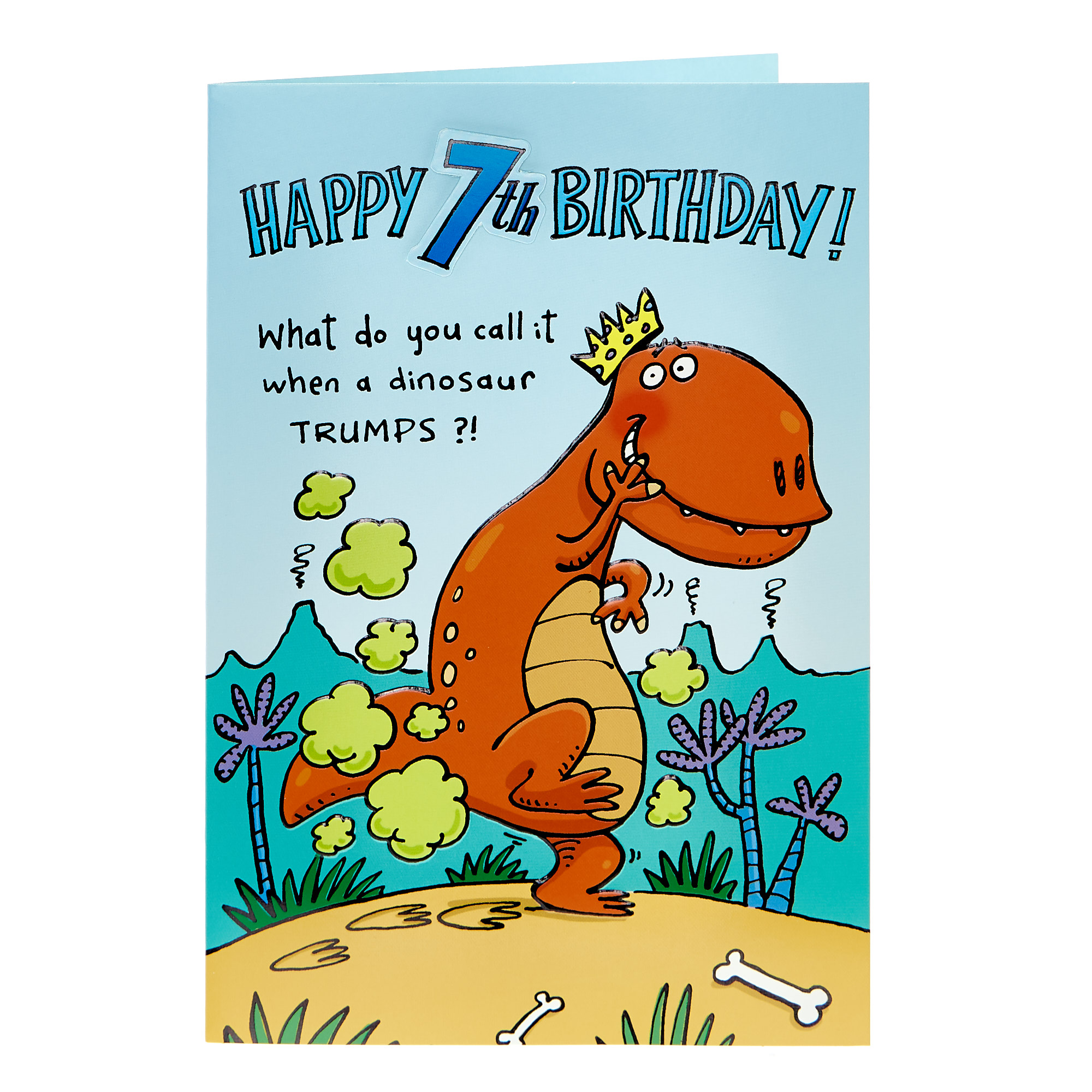 7th Birthday Card - Dinosaur Joke