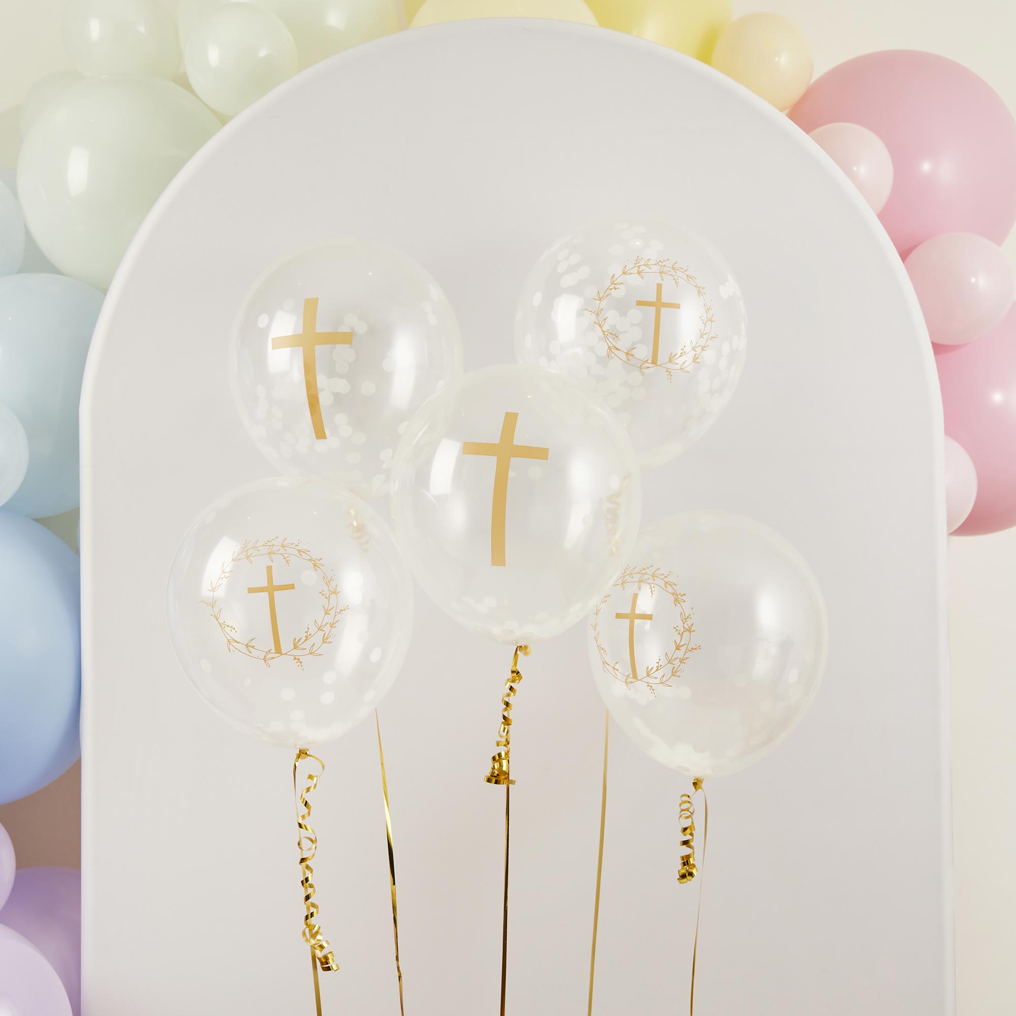 Cross Confetti 12-Inch Latex Balloon - Pack of 5