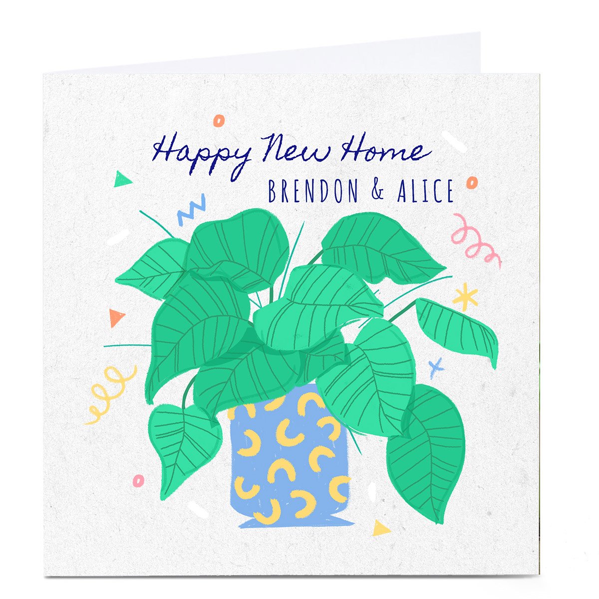 Personalised Little Mono New Home Card - Green Leaves