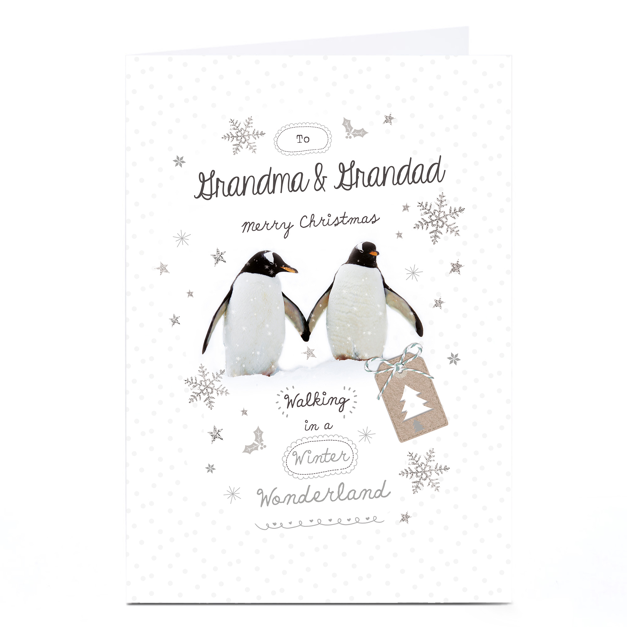 Personalised Christmas Card - Penguins - Grandma and Grandad