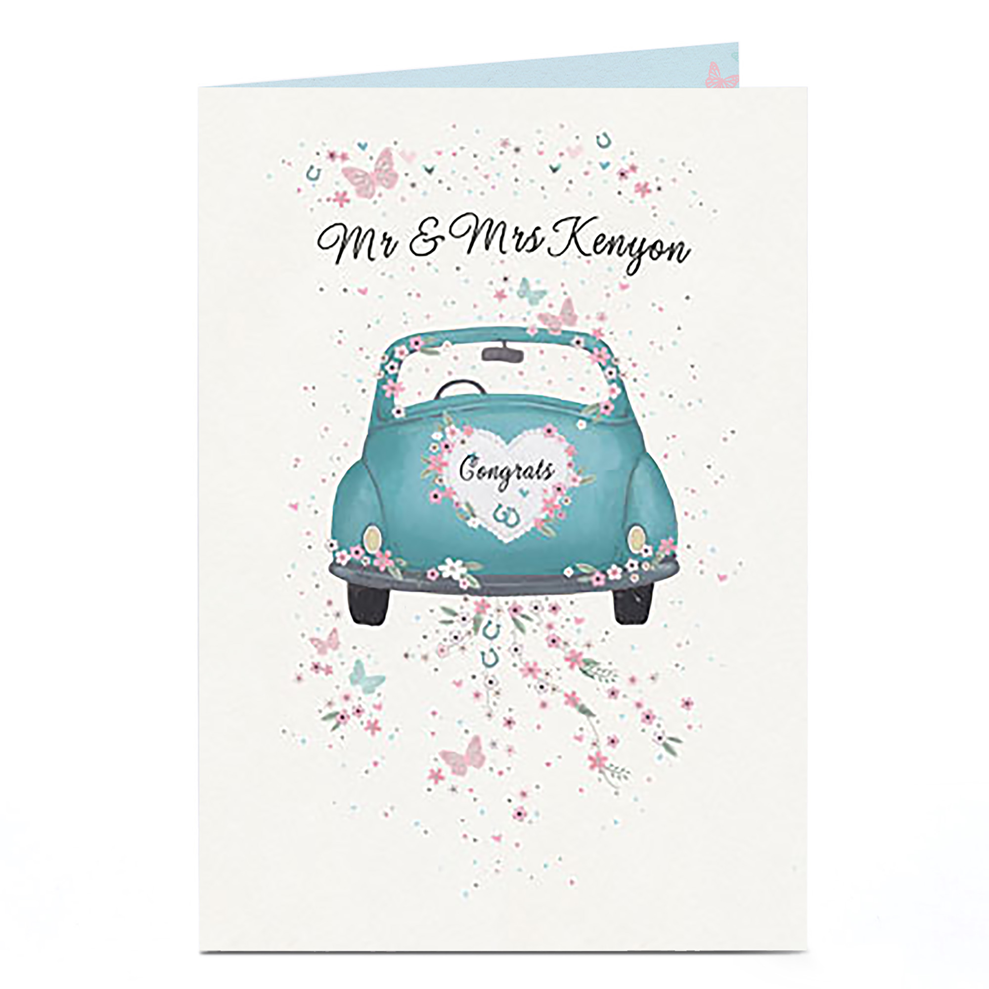 Personalised Wedding Card - Car & Confetti