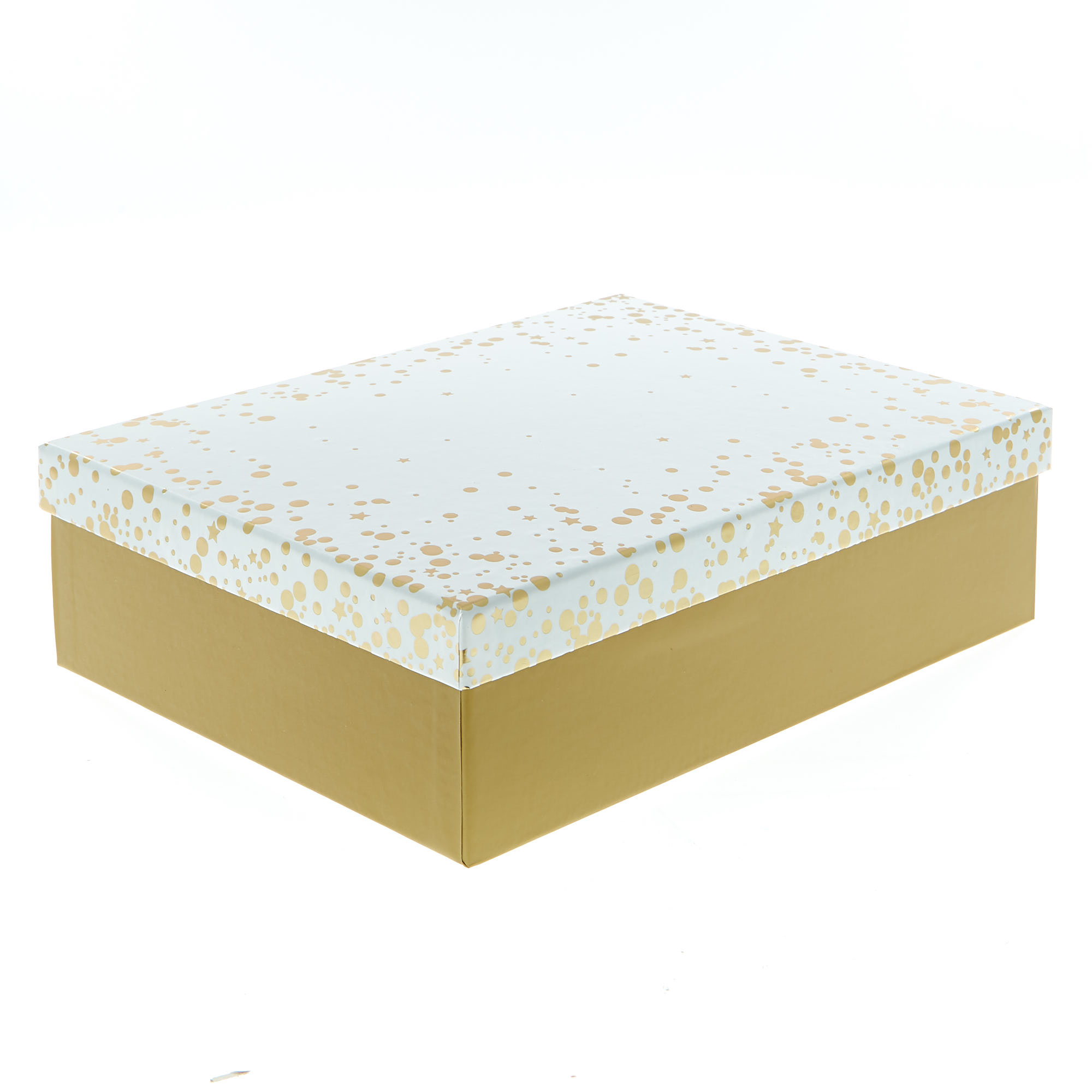 White & Gold Spots & Stars Gift Boxes - Set Of 3