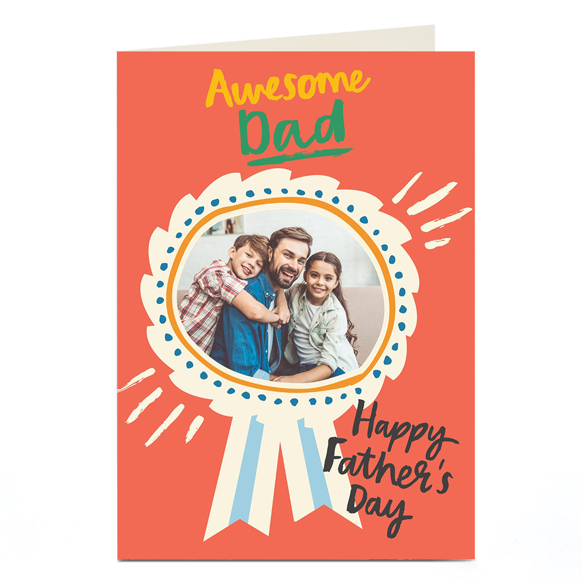 Photo Father's Day Card - Awesome Dad Rosette Medal