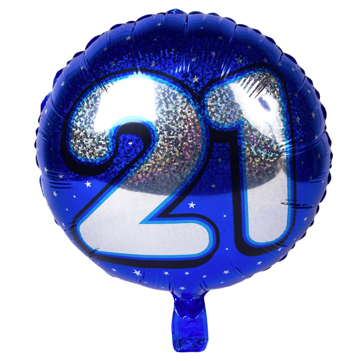 Holographic Blue Age 21 Foil Helium Balloon