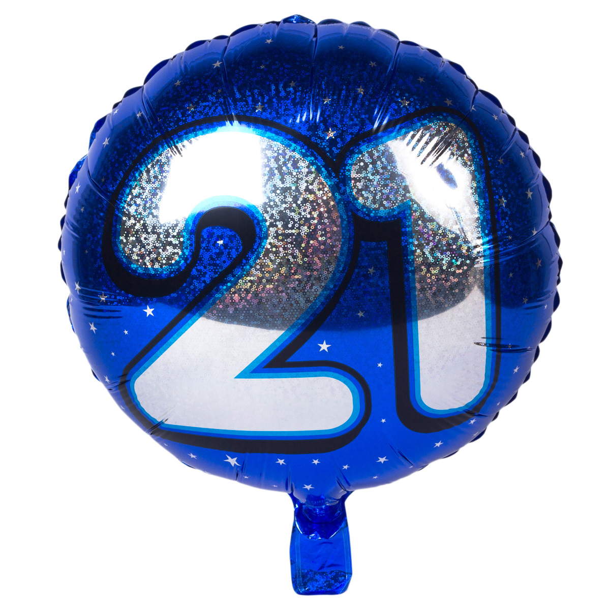Holographic Blue Age 21 18-Inch Foil Helium Balloon