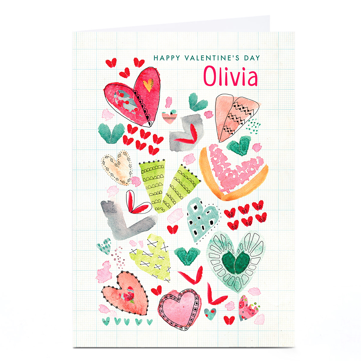 Personalised Rebecca Prinn Valentine's Day Card - Hearts