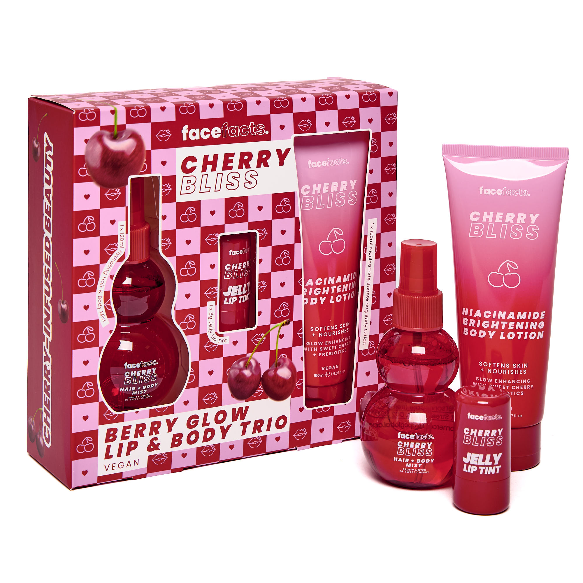 Face Facts Cherry Bliss Berry Glow Lip & Body Trio