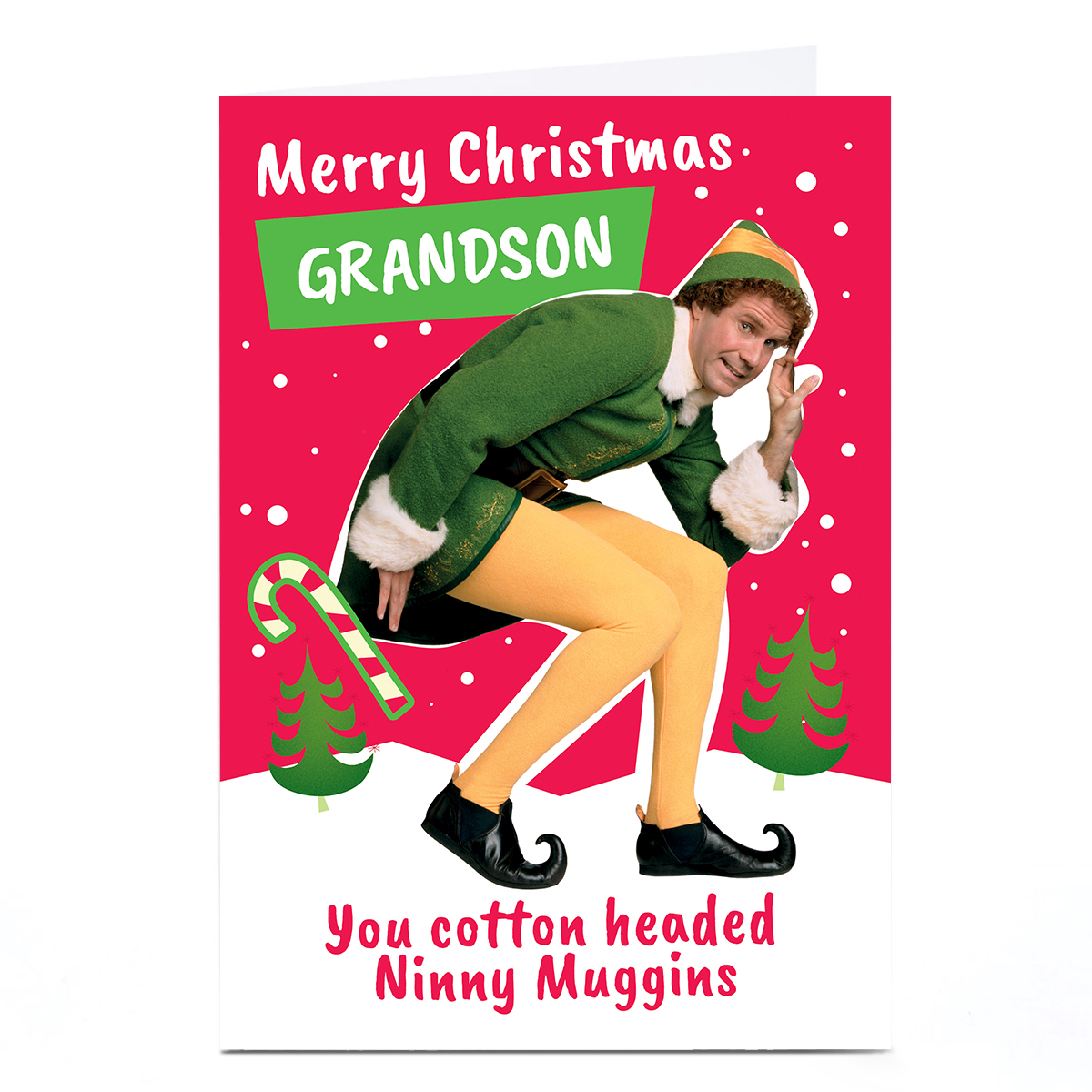Personalised Elf Christmas Card - Grandson