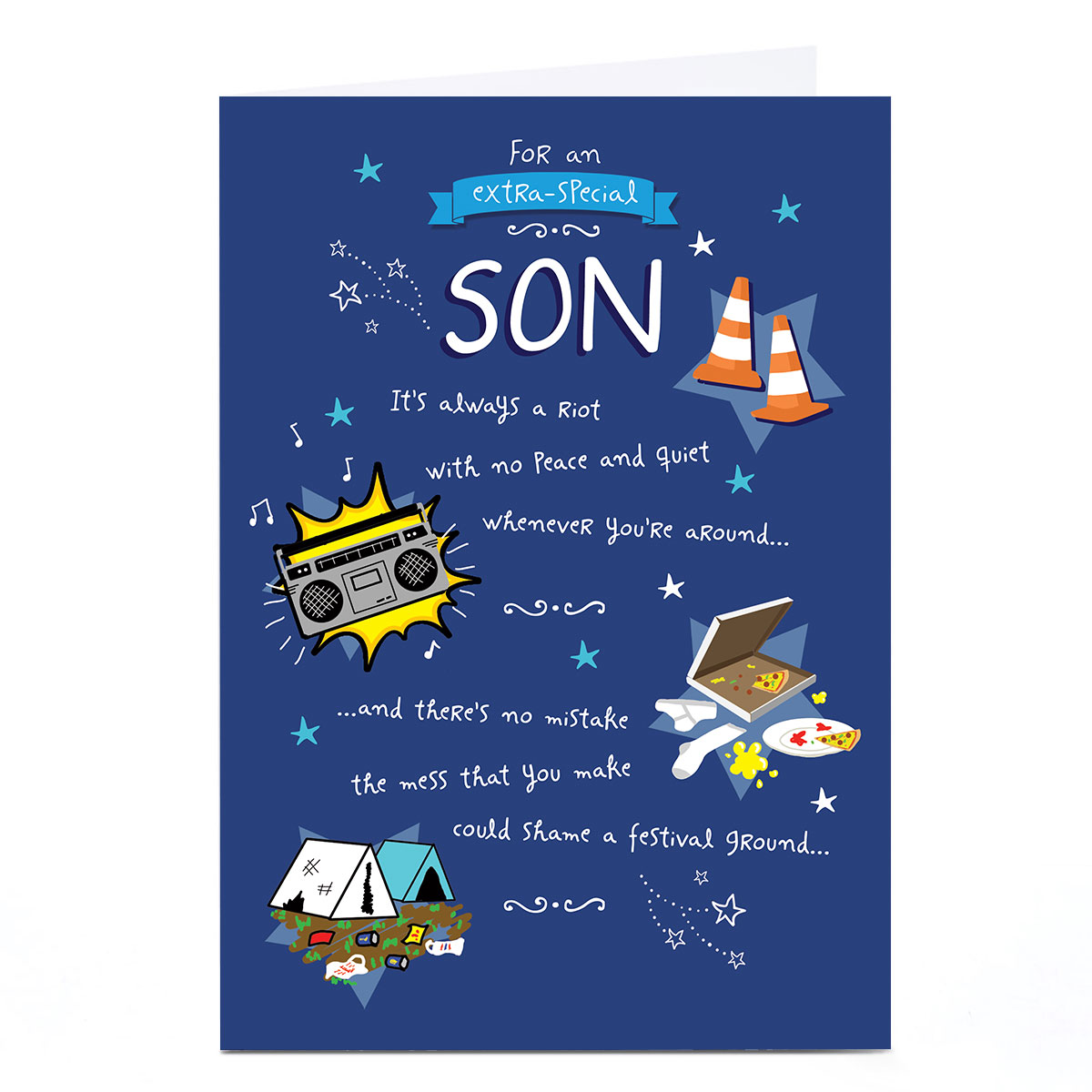 Personalised Birthday Card - No Peace and Quiet Poem, Son