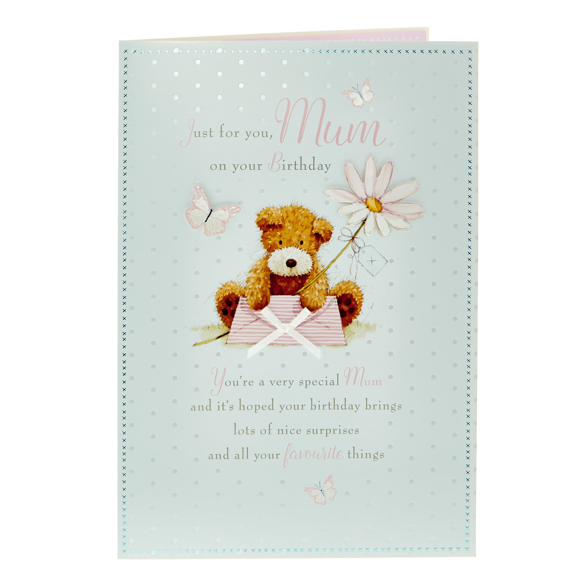 Birthday Card - Mum Bear & Flower
