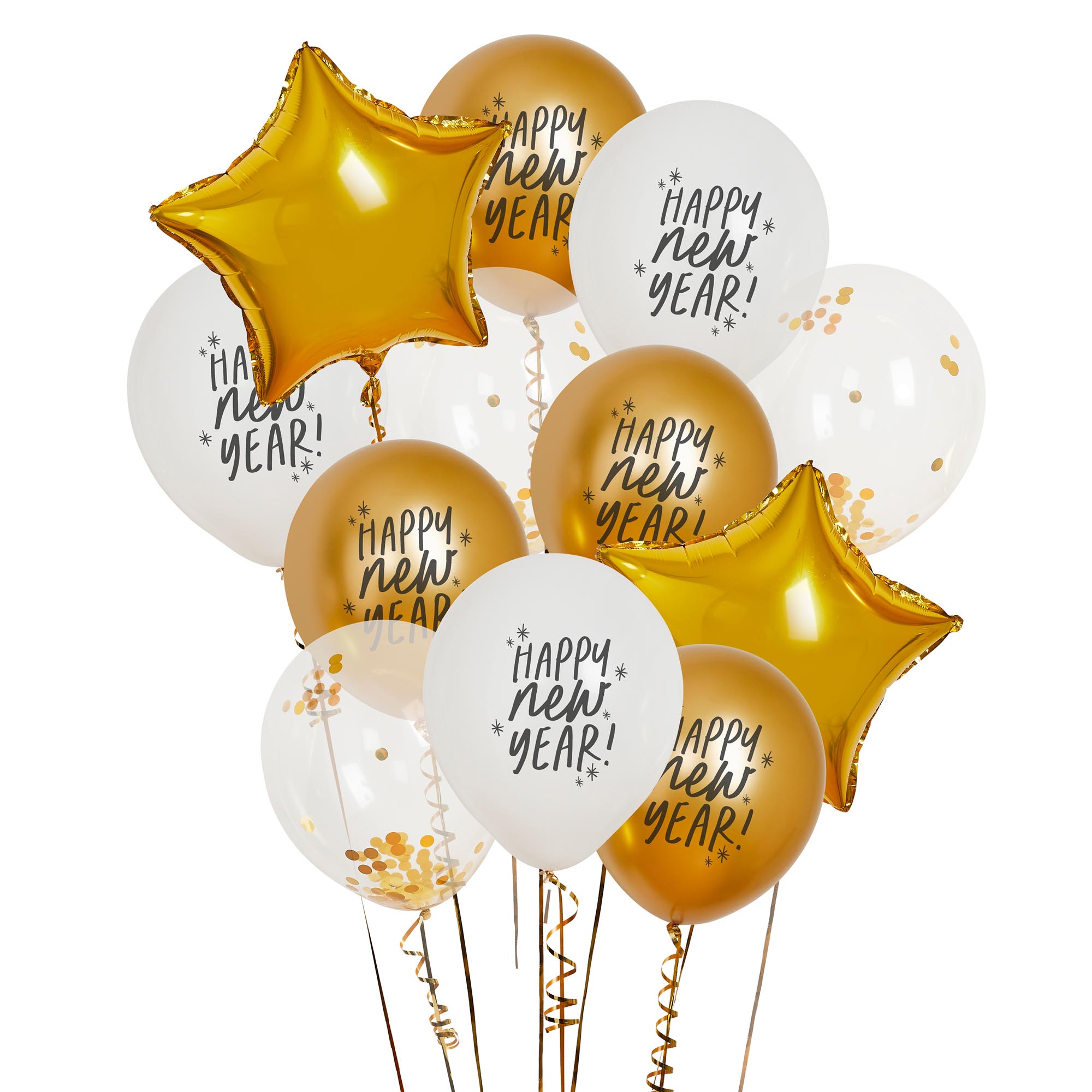 Happy New Year 12-Inch Latex Balloon Bundle - Pack of 12