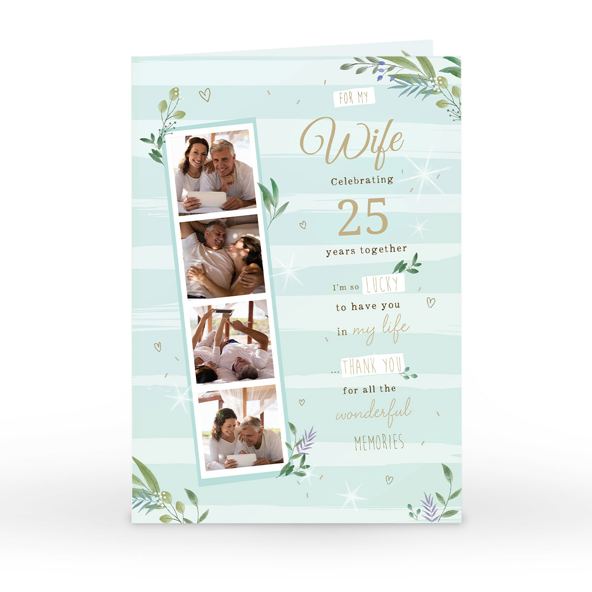 Personalised Anniversary Photo Card - Wonderful Memories, Botanical 