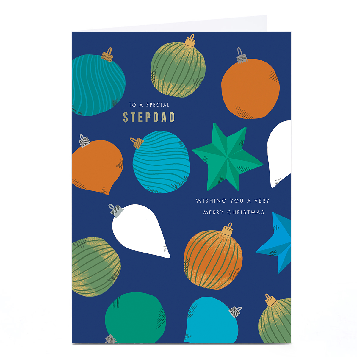 Christmas Card - Classic Baubles, Stepdad
