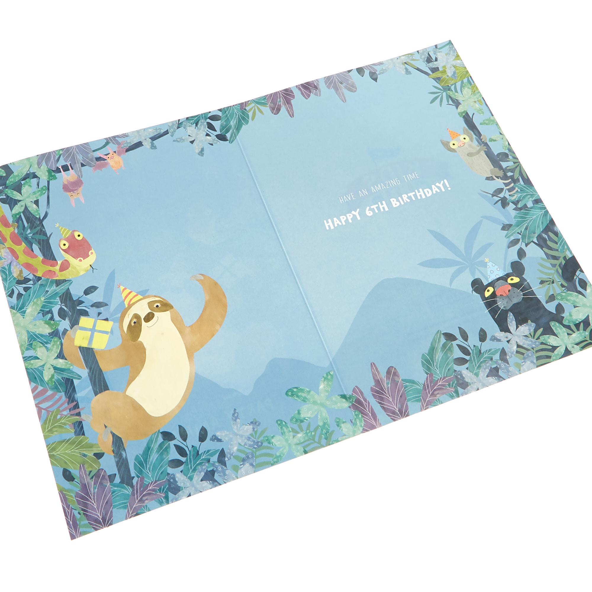 6th Birthday Card - Party Animals (With Badge)