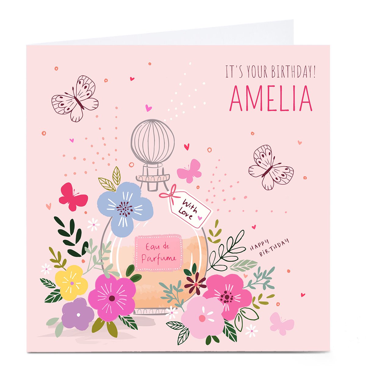 Personalised Nikki Upsher Birthday Card - Perfume Bottle