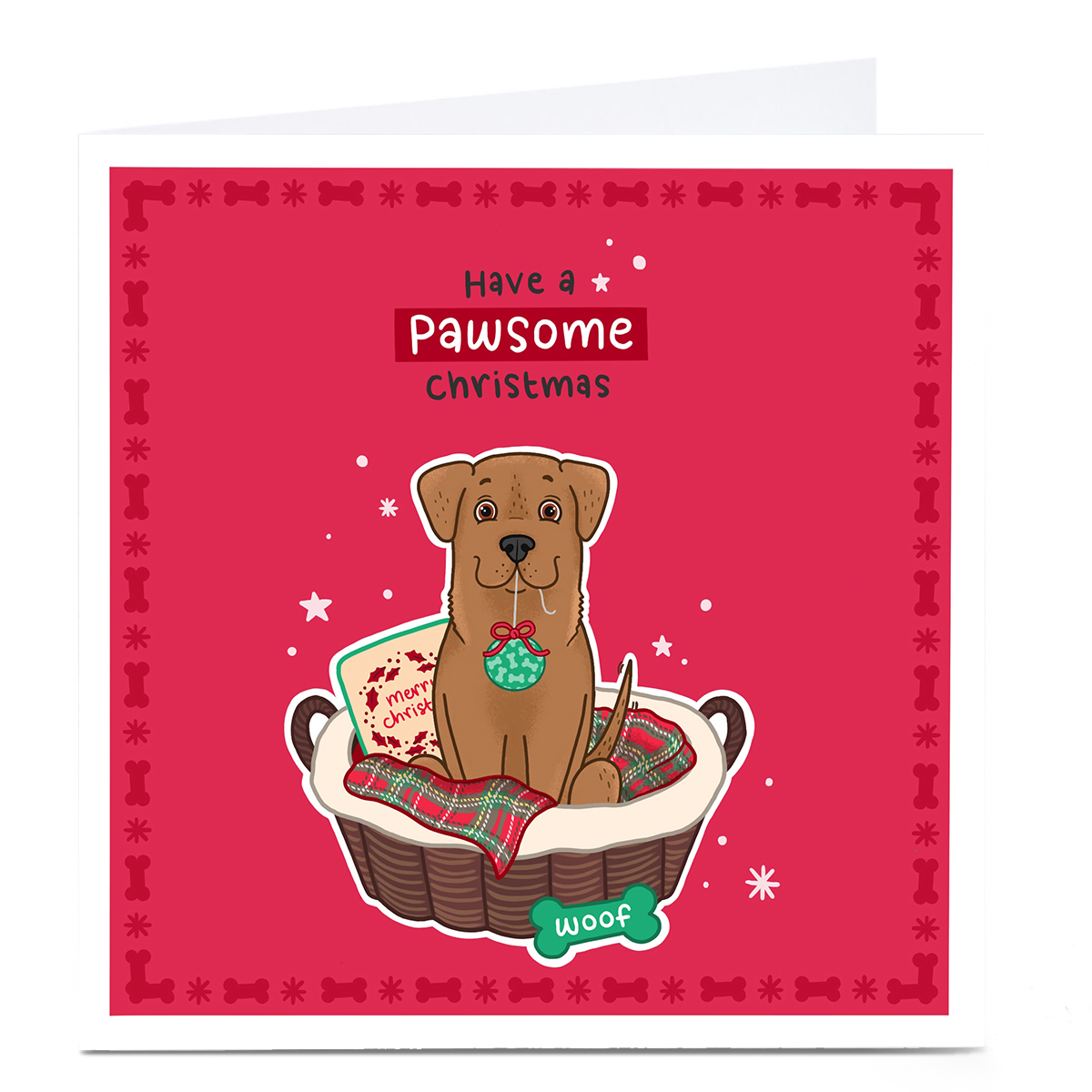 Personalised Blue Kiwi Chrismas Card - Labrador Basket