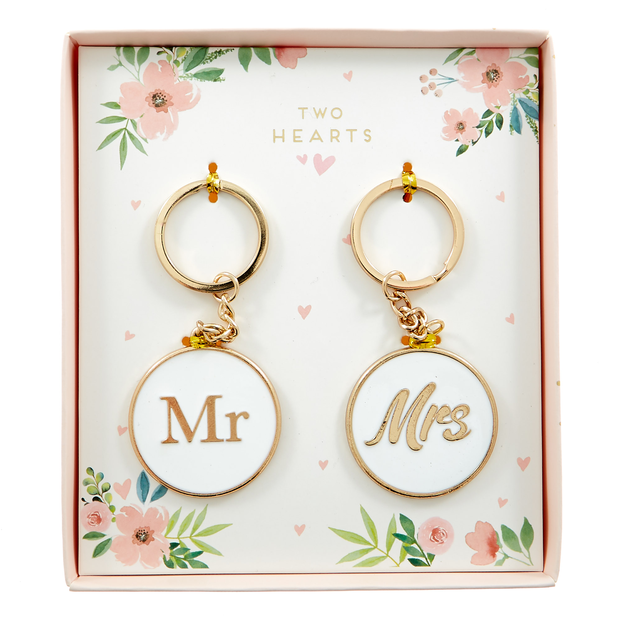 Two Hearts Mr Mrs Keyring