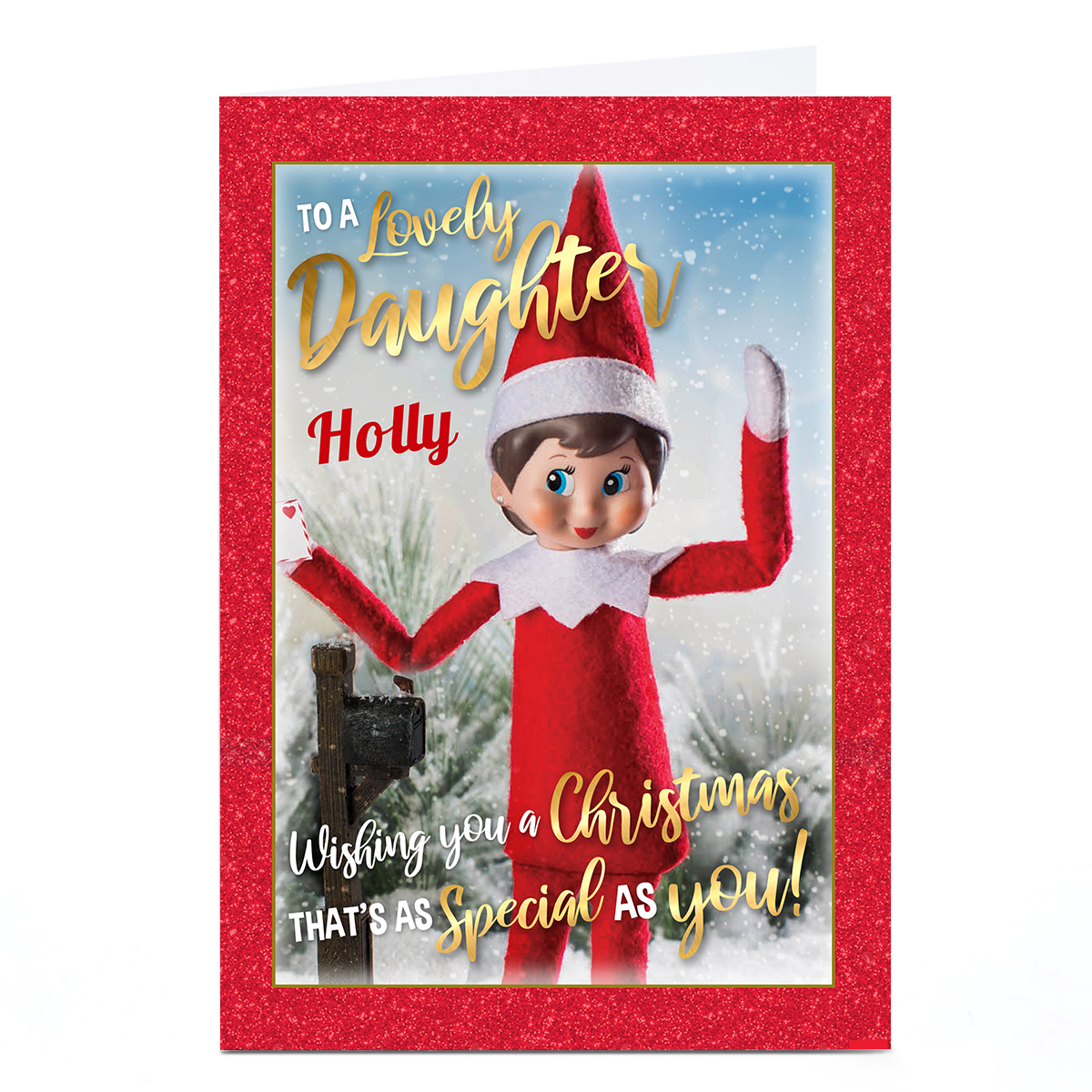 Personalised Elf On the Shelf Christmas Card - Daughter