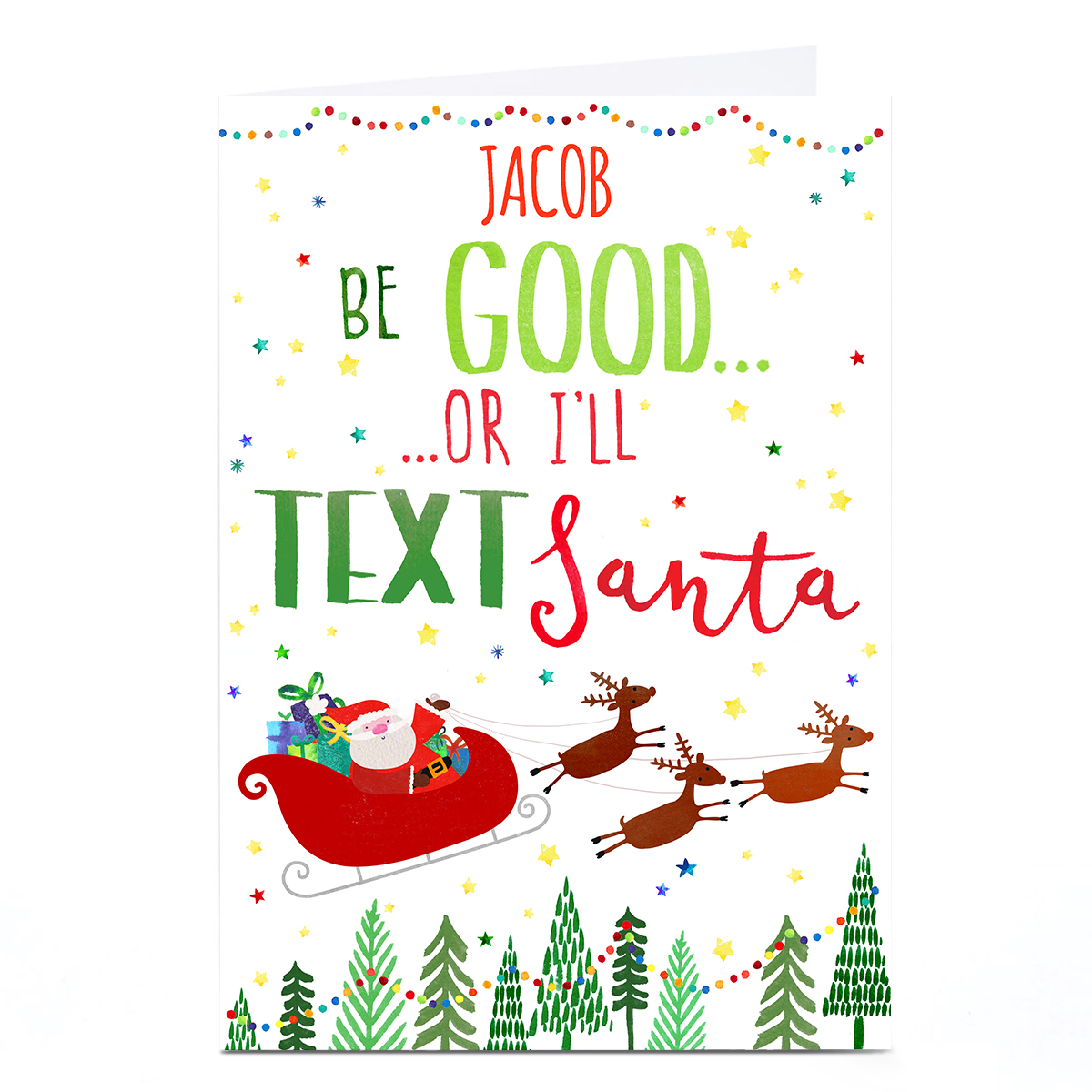Personalised Nik Golesworthy Christmas Card - Text Santa