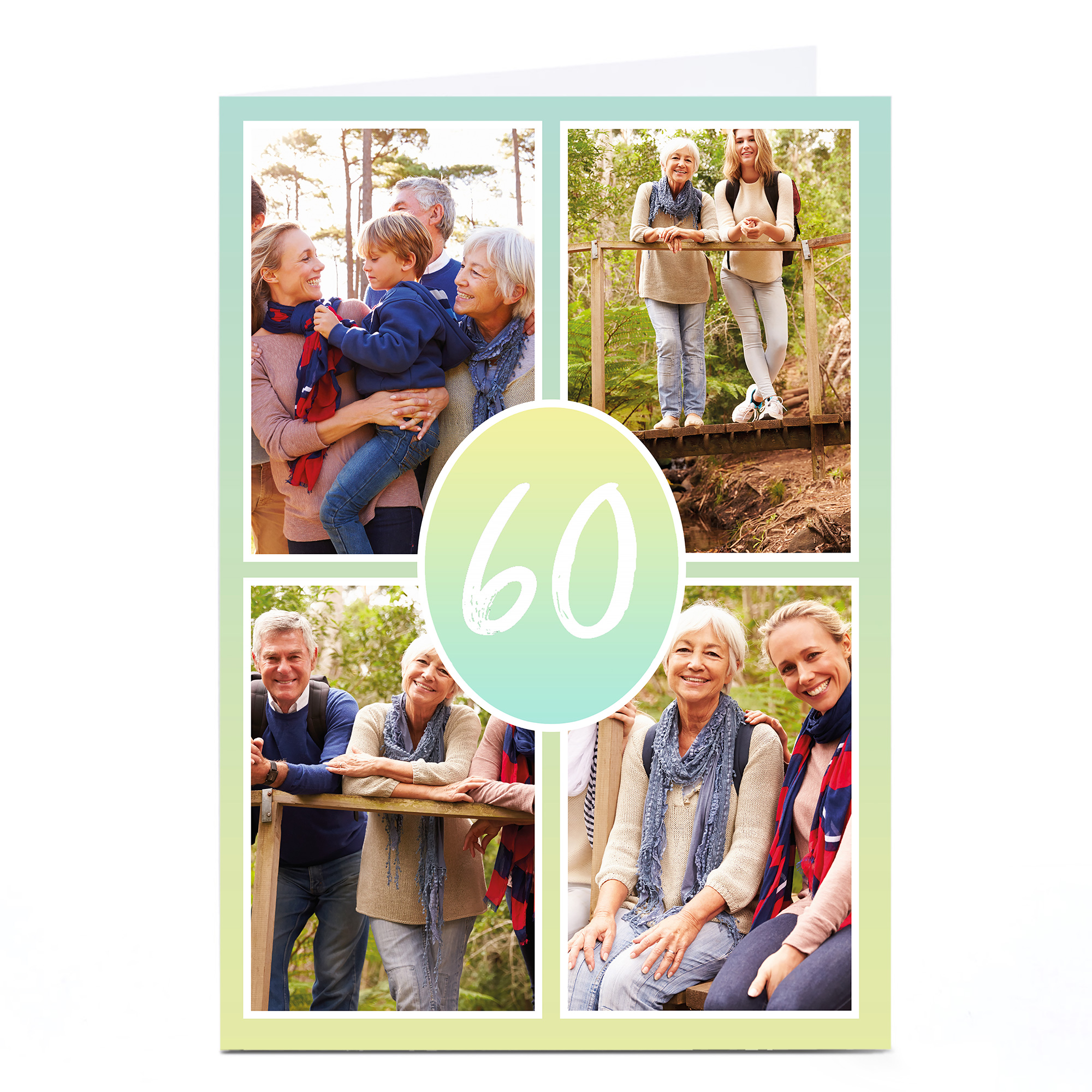 Personalised 60th Photo Card - Pastel Gradient, Editable Age