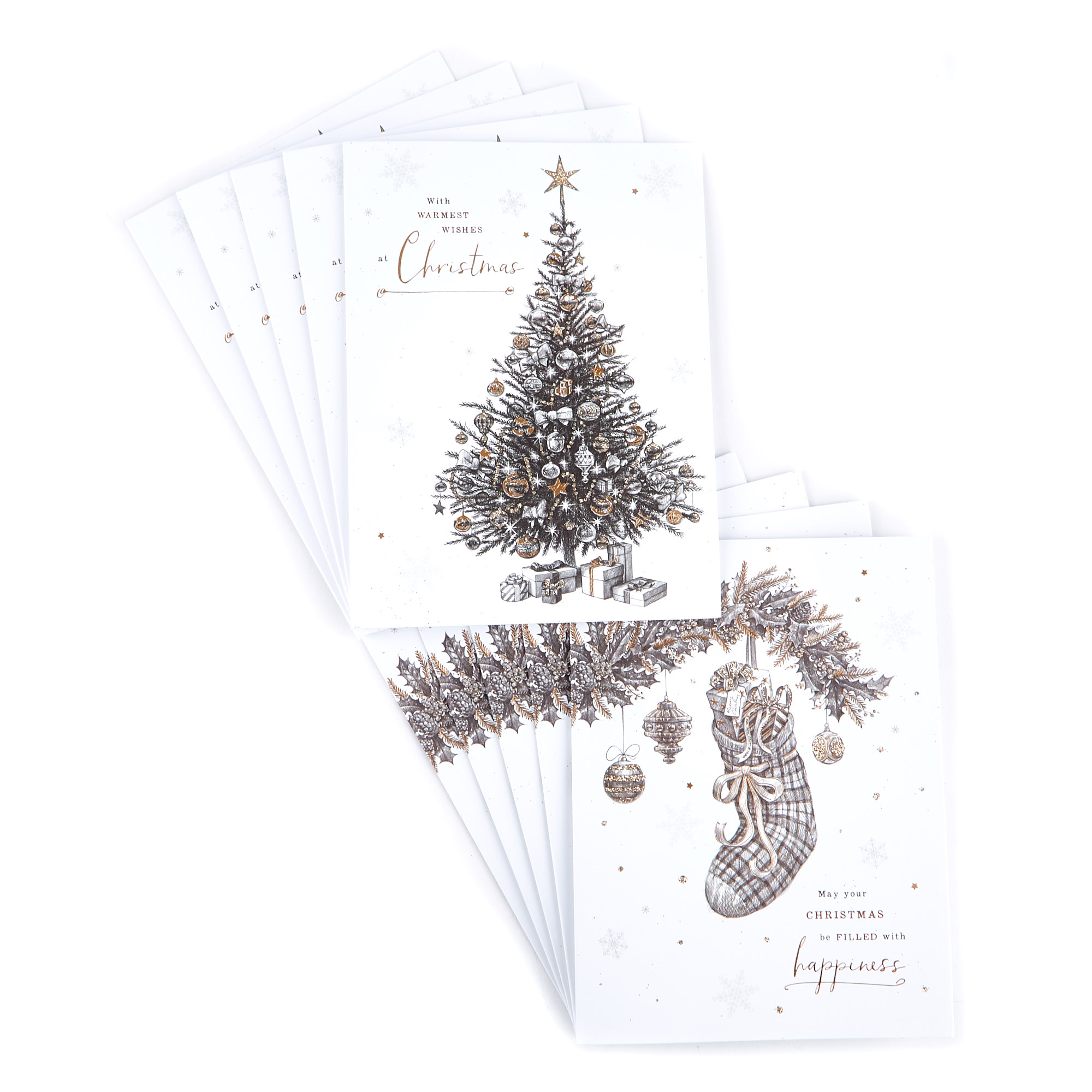 Deluxe Boxed Christmas Cards - Tree & Stocking (Pack Of 12) 