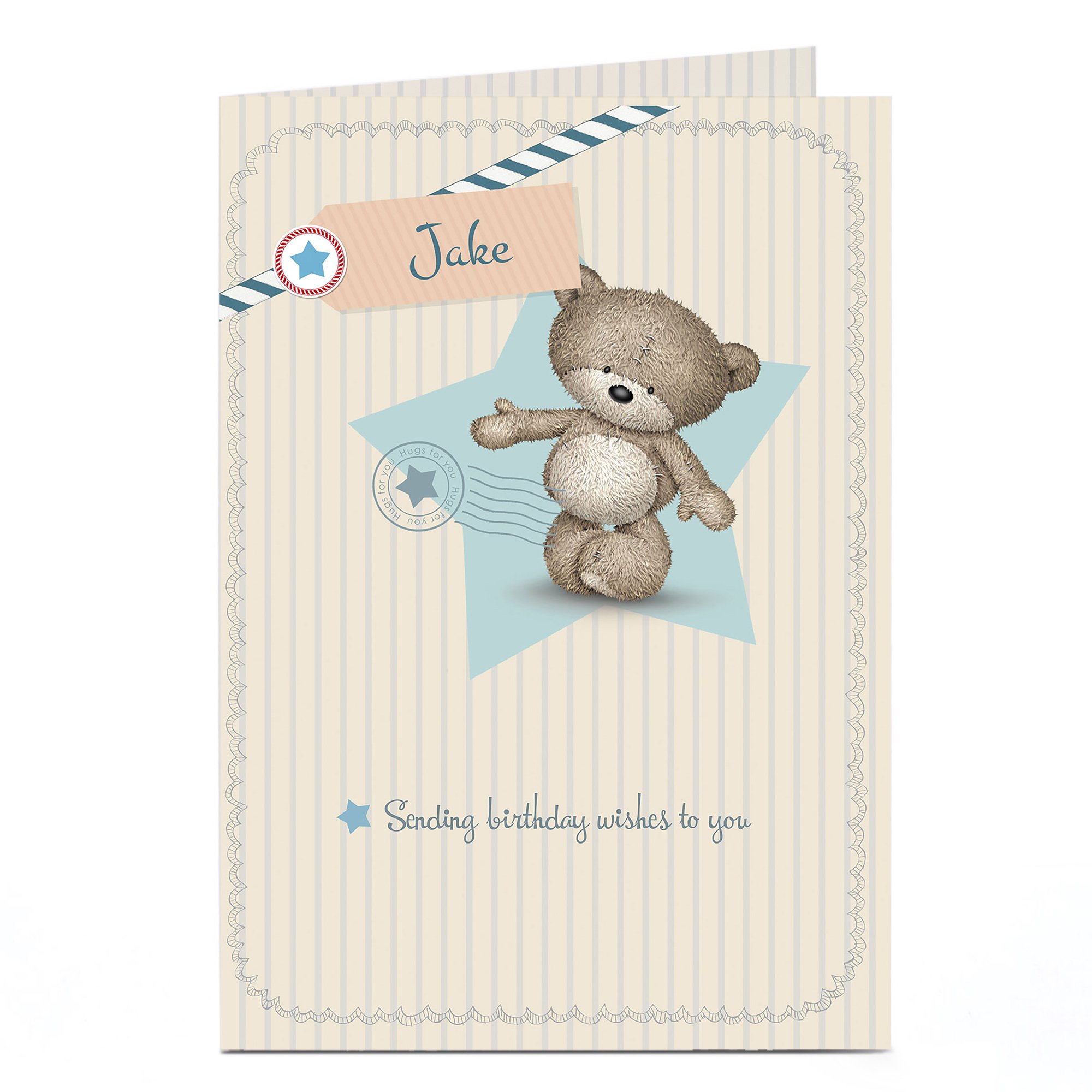 Personalised Hugs Bear Birthday Card - Sending Wishes To You