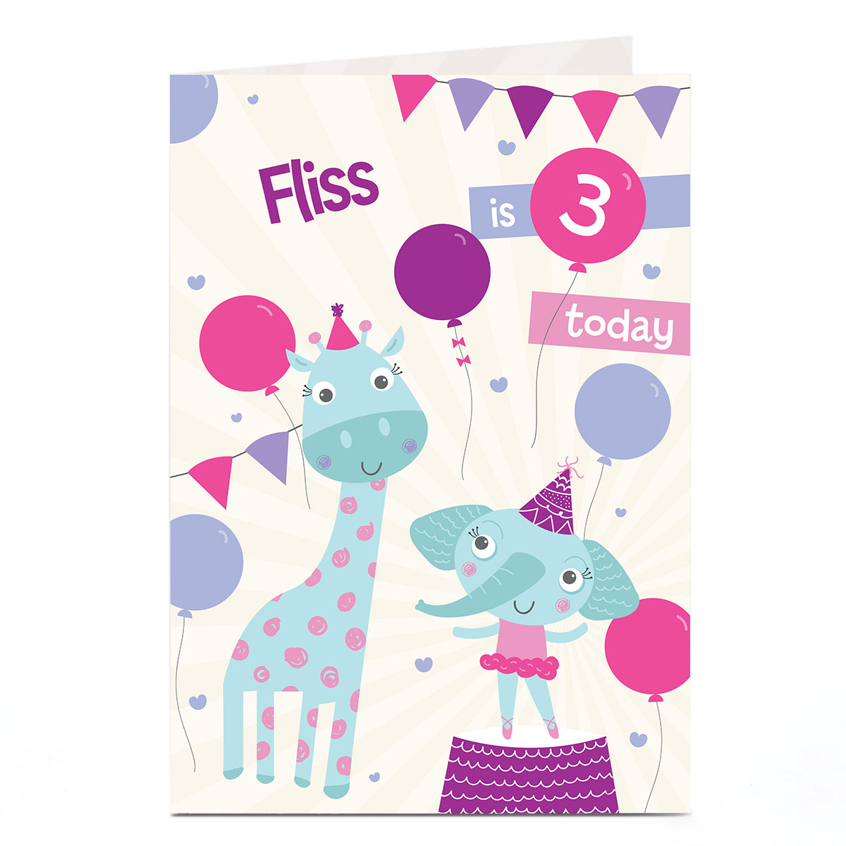 Personalised Any Age Birthday Card - Cute Party Animals