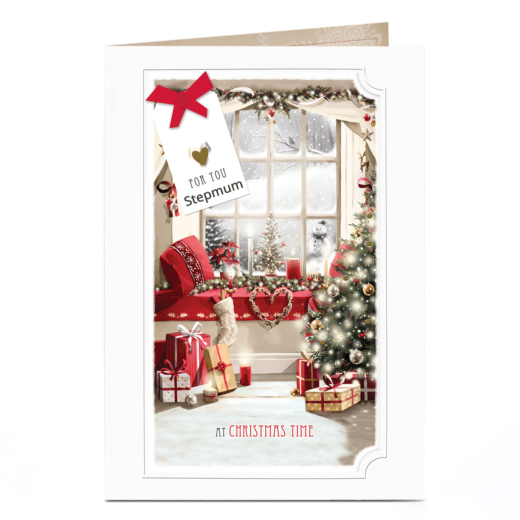 Personalised Christmas Card - Festive Window Step-Mum