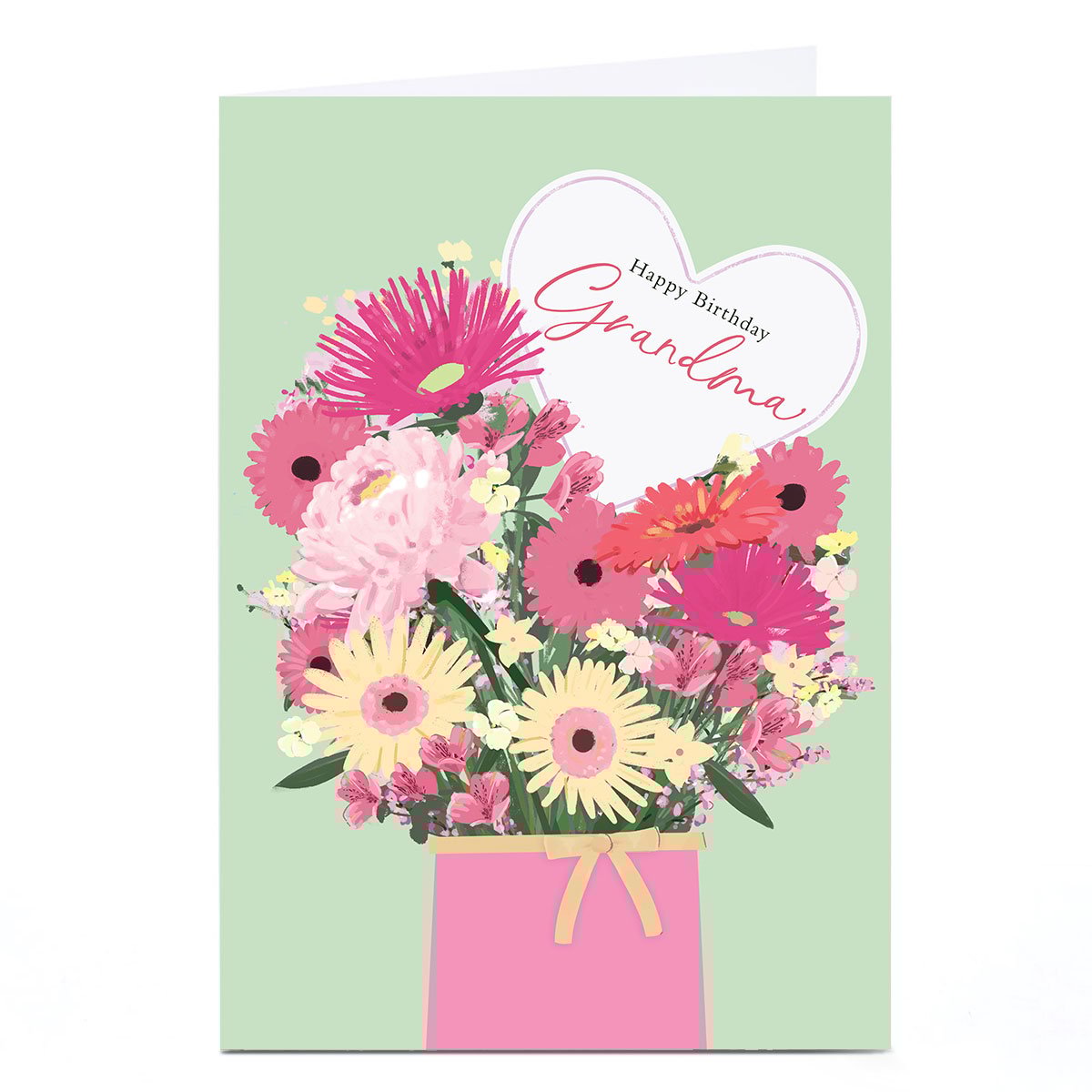 Personalised Birthday Card - Pink Flower Bouquet, Grandma