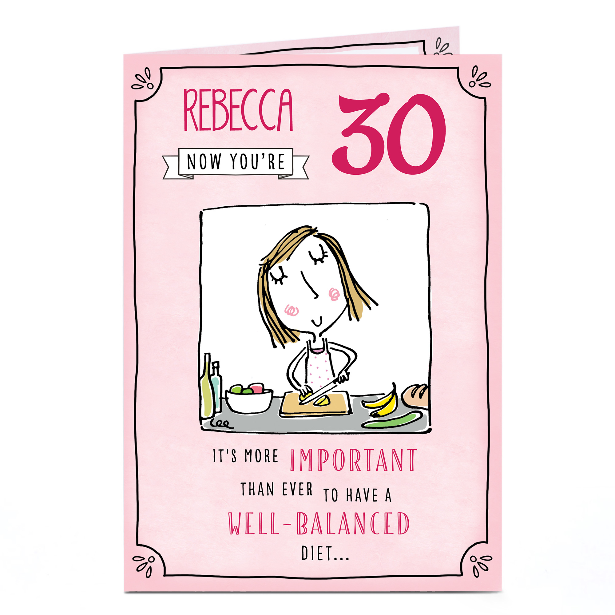 Personalised Birthday Card - Balanced Diet, Any Age