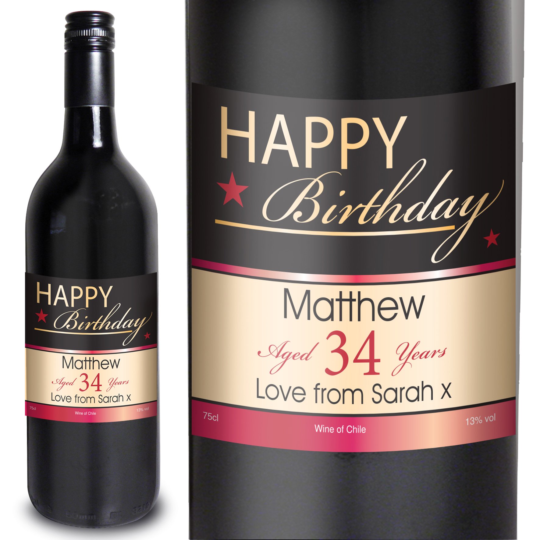 Personalised Happy Birthday Red Wine 75cl