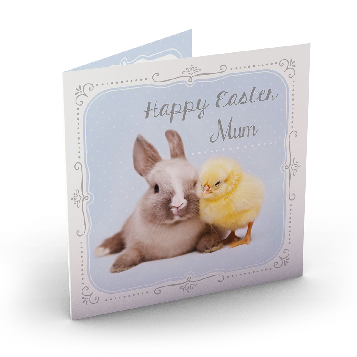 Personalised Easter Card - Fluffy Bunny & Chick