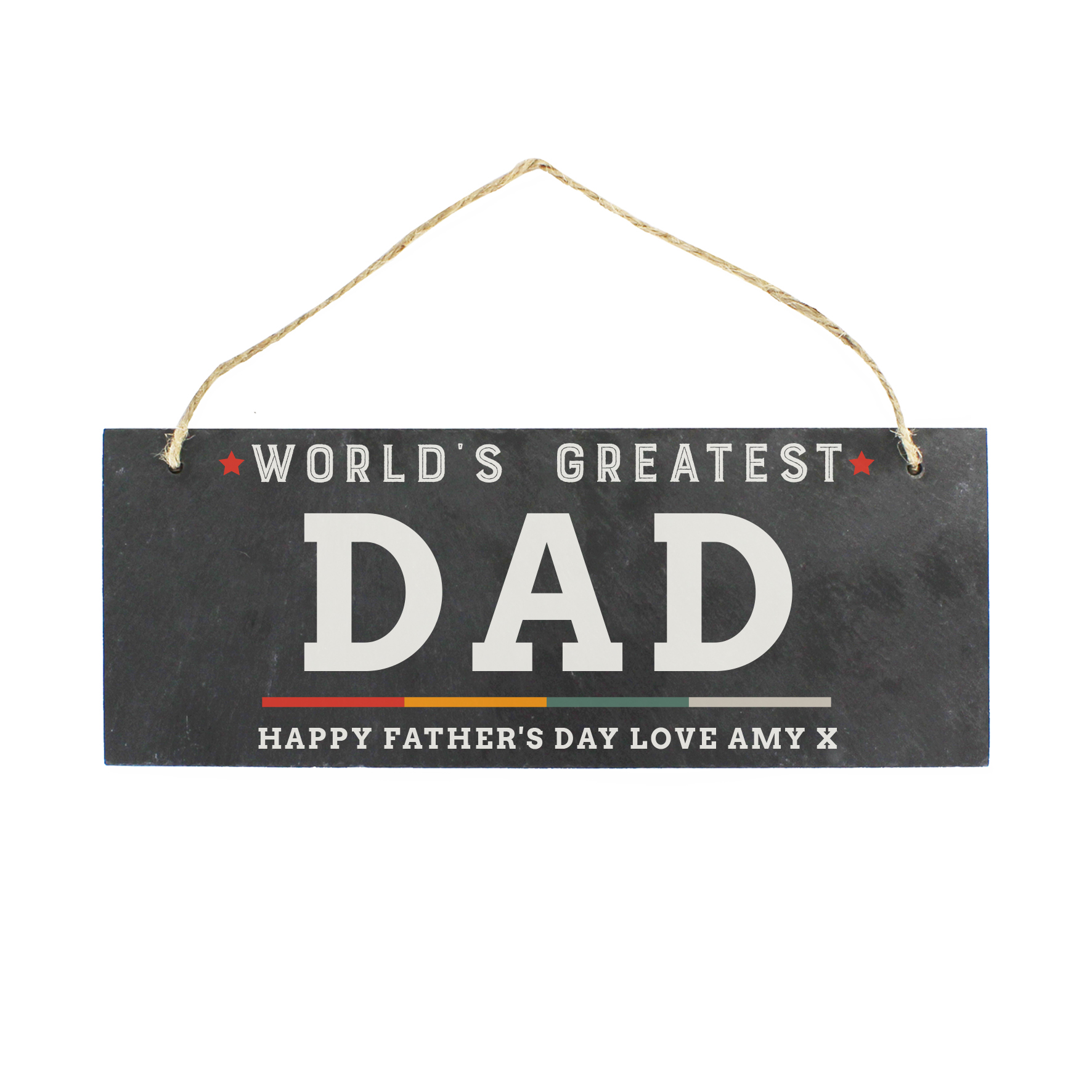 Personalised World's Greatest Hanging Slate Sign