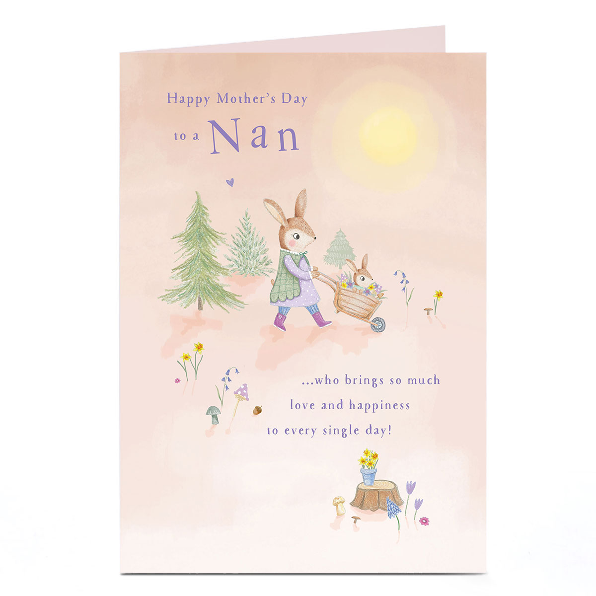 Personalised Mother's Day Card - Gardening Rabbits, Nan